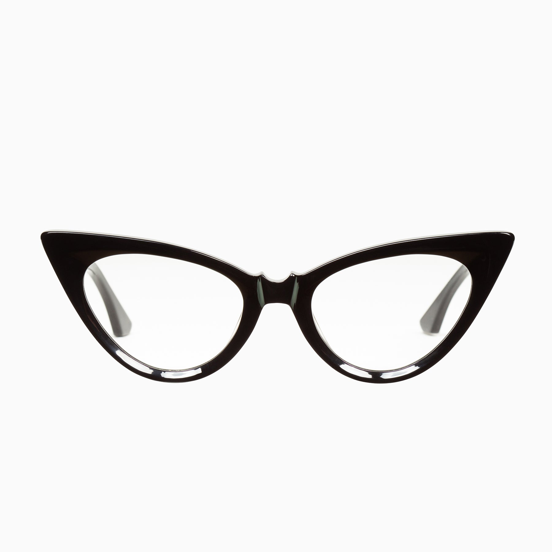 Valley Raven | Cat-Eye Glasses for Men & Women, Gloss Black / Clear.