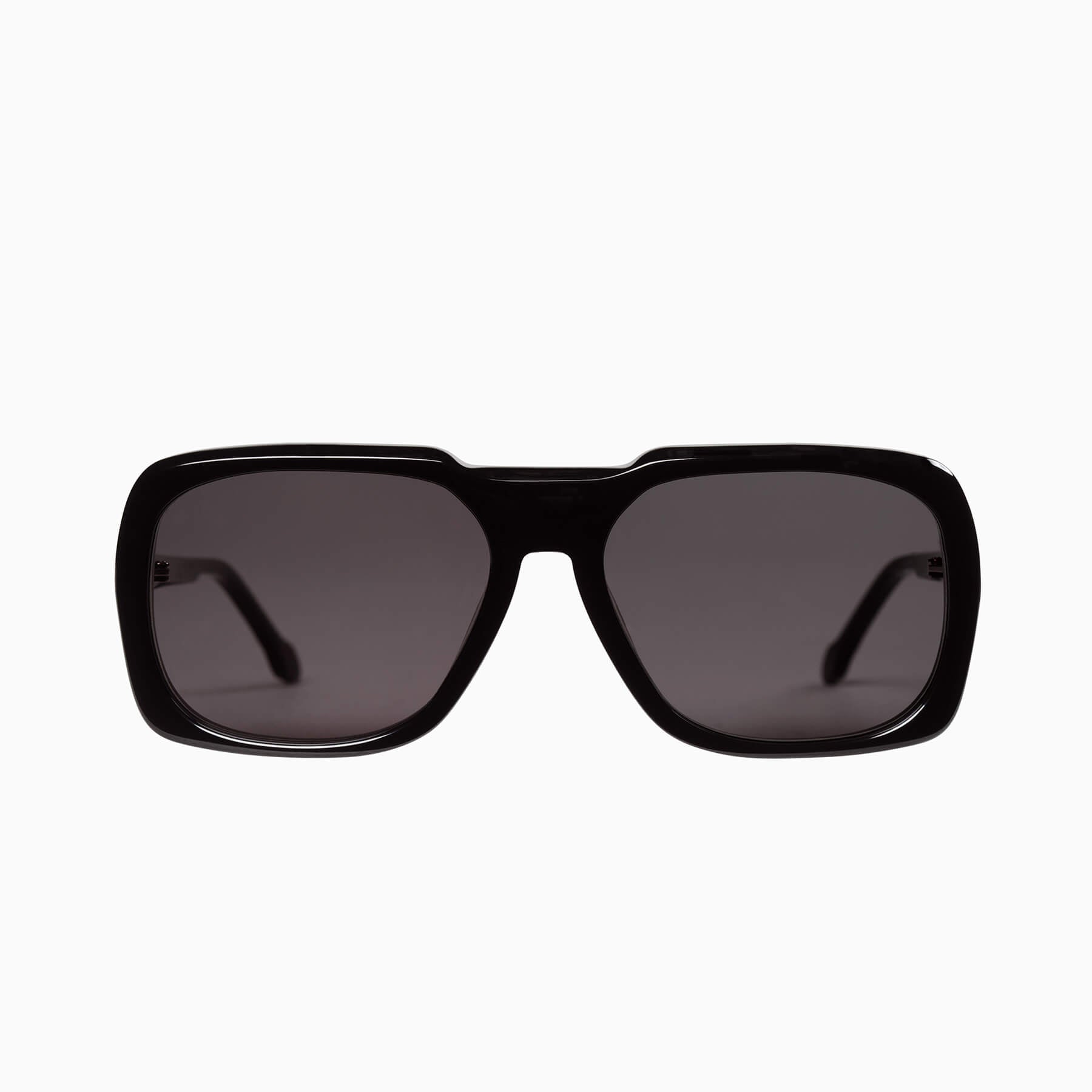 Valley Memoir | Aviator Sunglasses for Men & Women, Gloss Black W. Silver Metal Trim / Black Lens